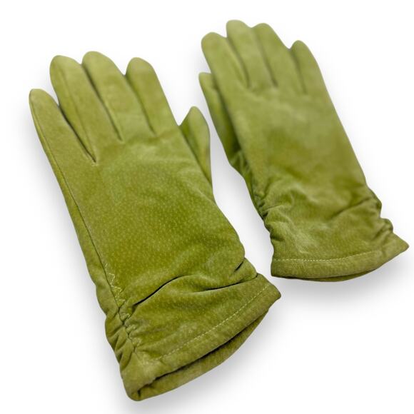 Vintage lime green the Grinch suede leather gloves by COLDWATER CREEK - Picture 9 of 11